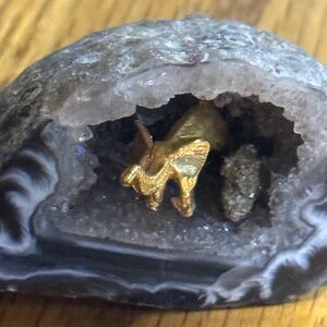 Golden Elephant in Geode Display Very Beautiful